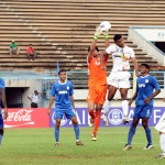 Dempo's custodian Subhashish in action against Pailan.