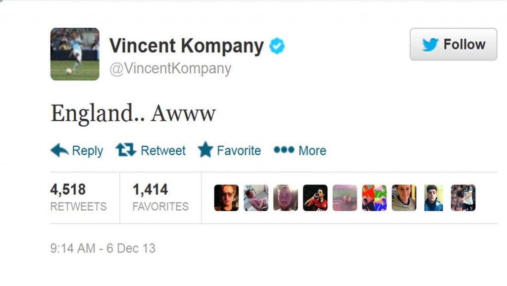 Vincent Kompany - Belgium defender (Manchester City) | Tweet | 2014 FIFA World Cup Draw XI - 11 Things We Observed