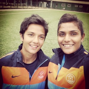 Jyoti with Indian Goalkeeper Aditi Chauhan