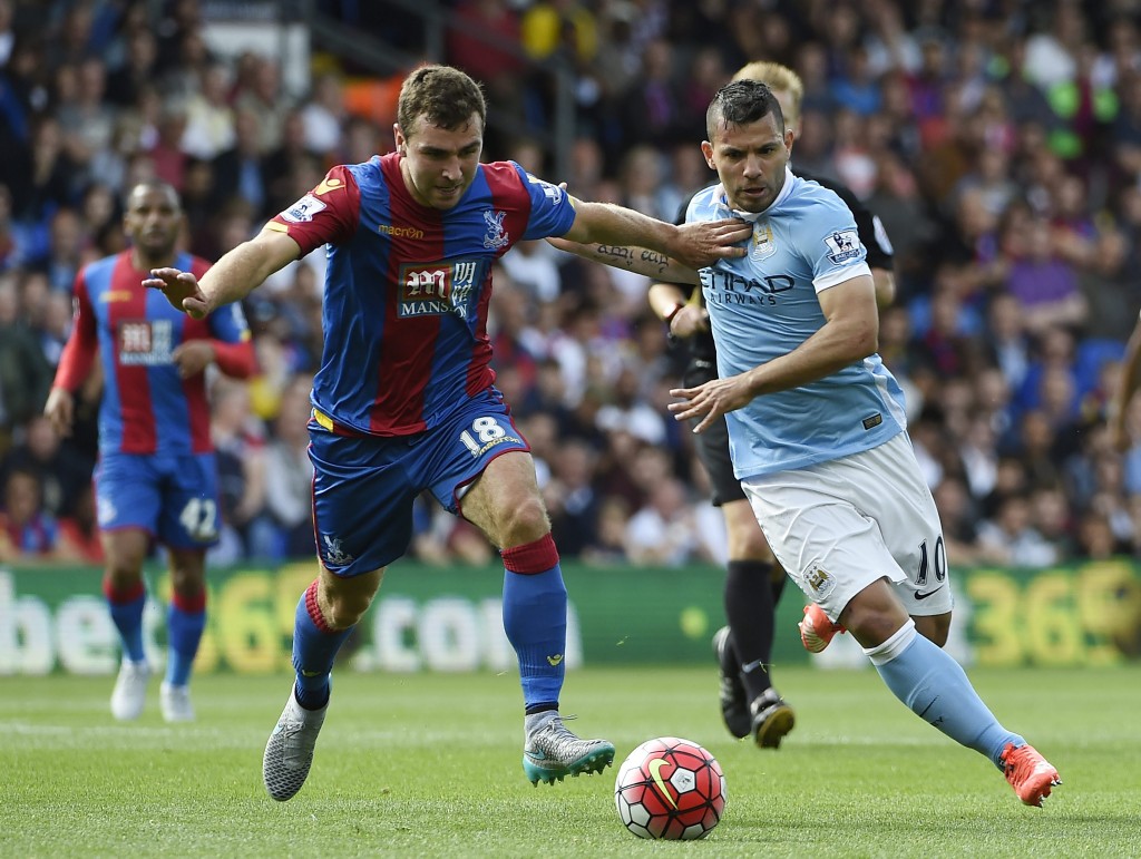 Sergio Aguero in action against Crystal Palace