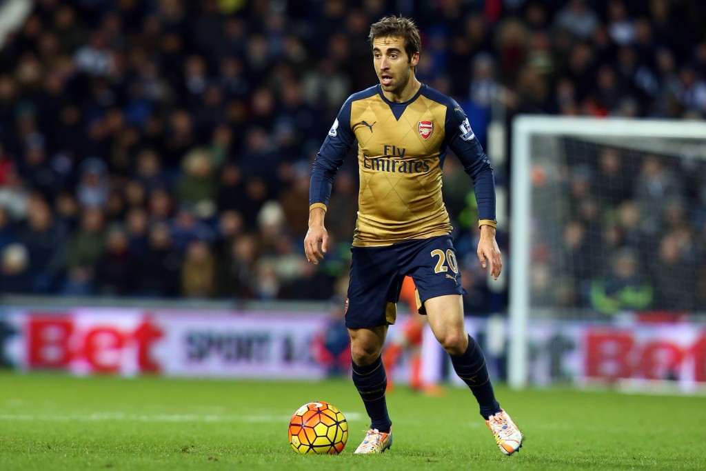 Arsenal's Mathieu Flamini during the English Premier League soccer match between West Bromwich Albion and Arsenal at the Hawthorn's stadium in Birmingham, Britain, 21 November 2015. EPA/TIM KEETON