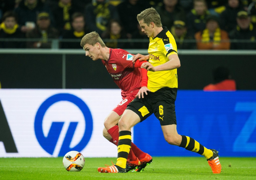 Borussia Dortmund's Sven Bender in action against Bayern Munich in their recent match. (EPA/Bernd Thissen)