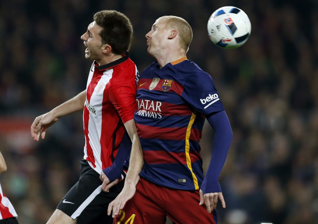 The mysterious Barcelona squad player Jeremy Mathieu (Right) (Photo Credit: EPA/Alejandro Garcia)