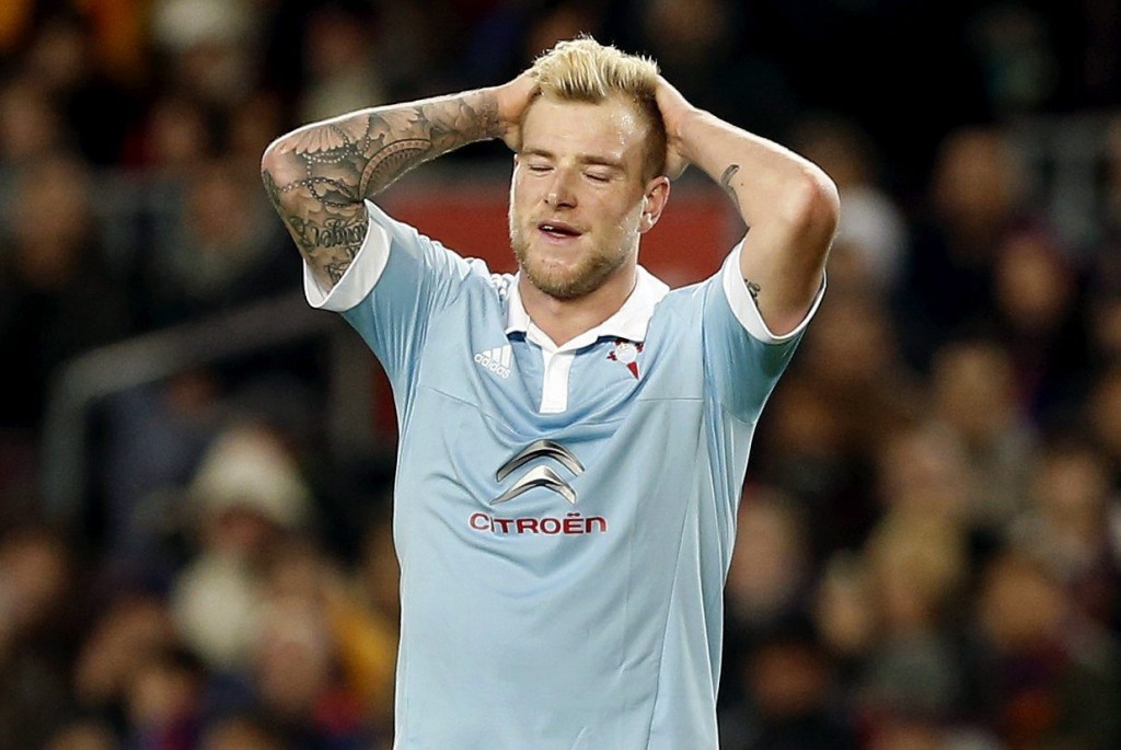 Celta Vigo's Swedish striker John Guidetti failed to make any impression last night. (Photo by EPA/ANDREU DALMAU)