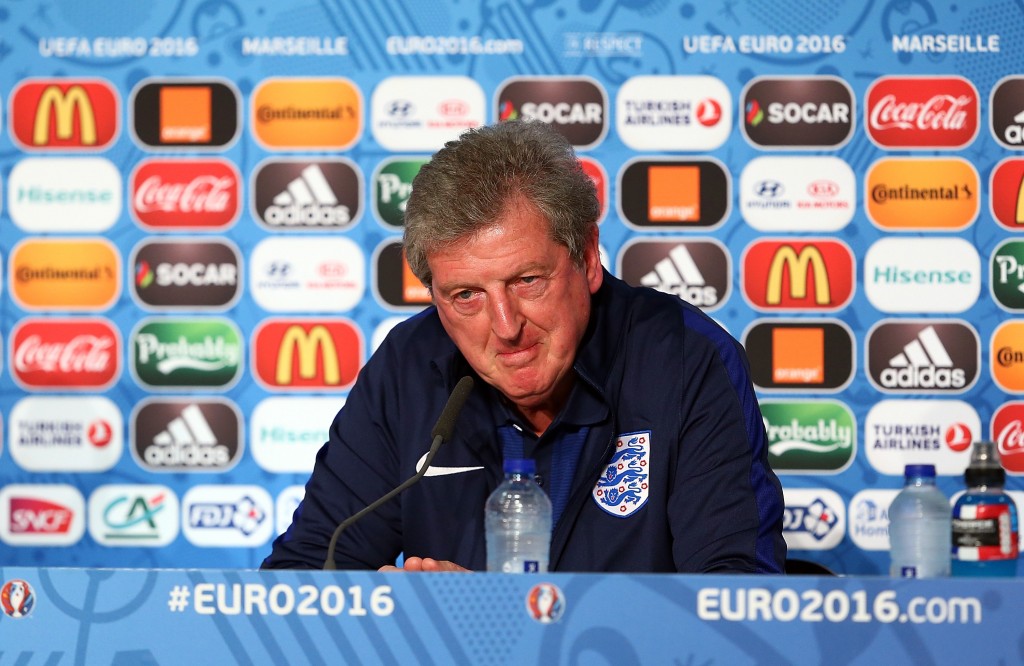 MARSEILLE, FRANCE - JUNE 10: In this handout image provided by UEFA, England manager Roy Hodgson answers questions from the media during the England Press Conference on June 10, 2016 in Marseille, France. (Photo by Handout/UEFA via Getty Images)