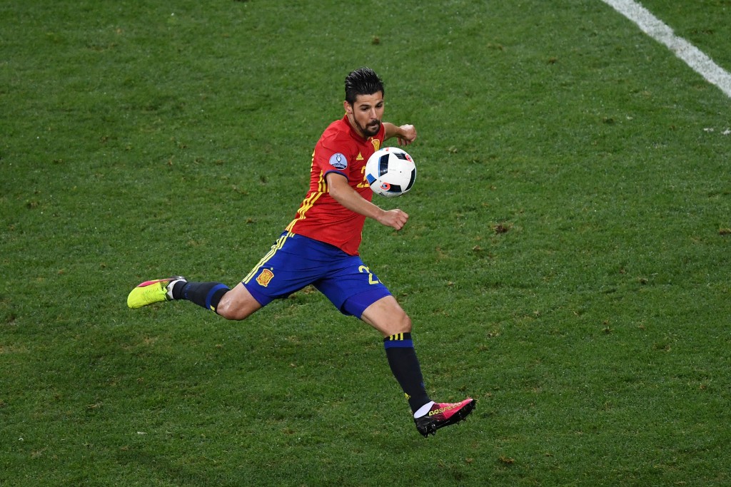 NICE, FRANCE - JUNE 17: Nolito of Spain scores his sides second goal during the UEFA EURO 2016 Group D match between Spain and Turkey at Allianz Riviera Stadium on June 17, 2016 in Nice, France. (Photo by Laurence Griffiths/Getty Images)