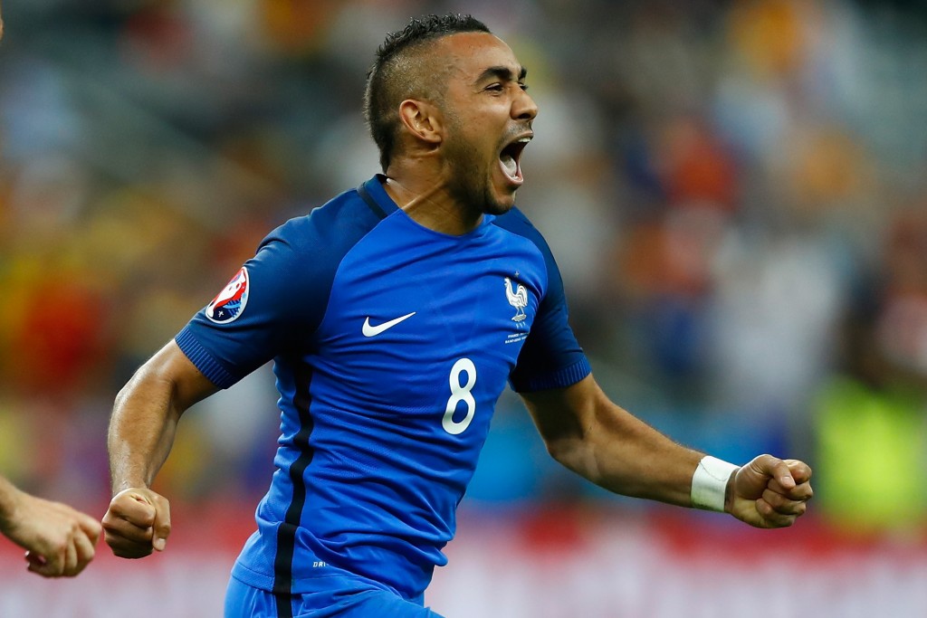 PARIS, FRANCE - JUNE 10: Dimitri Payet of France celebrates scoring his team's second goal during the UEFA Euro 2016 Group A match between France and Romania at Stade de France on June 10, 2016 in Paris, France. (Photo by Clive Rose/Getty Images)