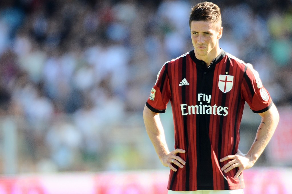 CESENA, ITALY - SEPTEMBER 28: Fernando Torres # 9 of AC Milan looks on during the Serie A match between AC Cesena and AC Milan at Dino Manuzzi Stadium on September 28, 2014 in Cesena, Italy. (Photo by Mario Carlini / Iguana Press/Getty Images)
