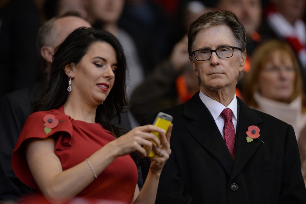 Liverpool's US owner John W Henry (R) looks on from the stands ahead of the English Premier League football match between Liverpool and Southampton at Anfield stadium in Liverpool, north west England on October 25, 2015. AFP PHOTO / OLI SCARFF RESTRICTED TO EDITORIAL USE. No use with unauthorized audio, video, data, fixture lists, club/league logos or 'live' services. Online in-match use limited to 75 images, no video emulation. No use in betting, games or single club/league/player publications. (Photo credit should read OLI SCARFF/AFP/Getty Images)