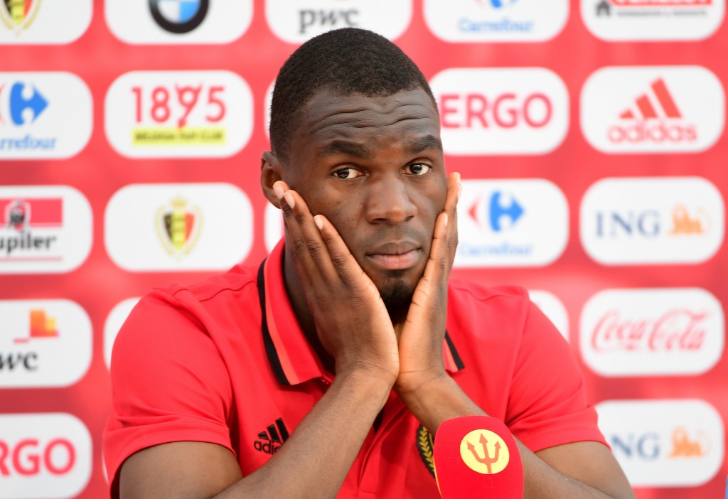 Belgium's forward Christian Benteke gives a press conference two days ahead of the start of the Euro 2016 Europpean football championships at Le Haillan, on June 8, 2016. / AFP / EMMANUEL DUNAND (Photo credit should read EMMANUEL DUNAND/AFP/Getty Images)
