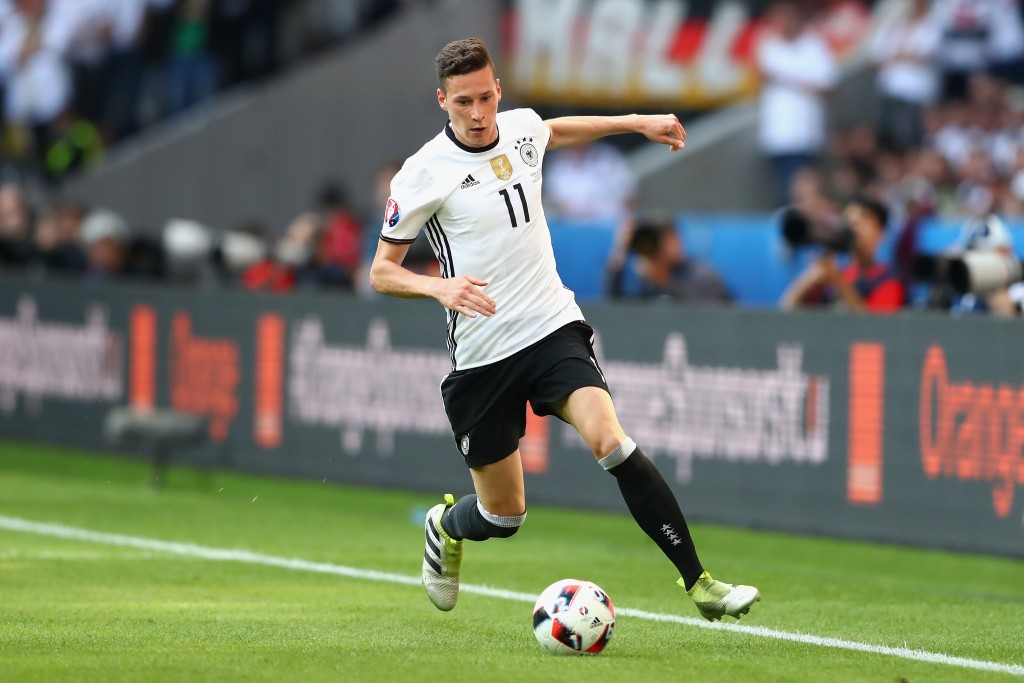 LILLE, FRANCE - JUNE 26: Julian Draxler of Germany runs with the ball during the UEFA EURO 2016 round of 16 match between Germany and Slovakia at Stade Pierre-Mauroy on June 26, 2016 in Lille, France. (Photo by Alexander Hassenstein/Getty Images)