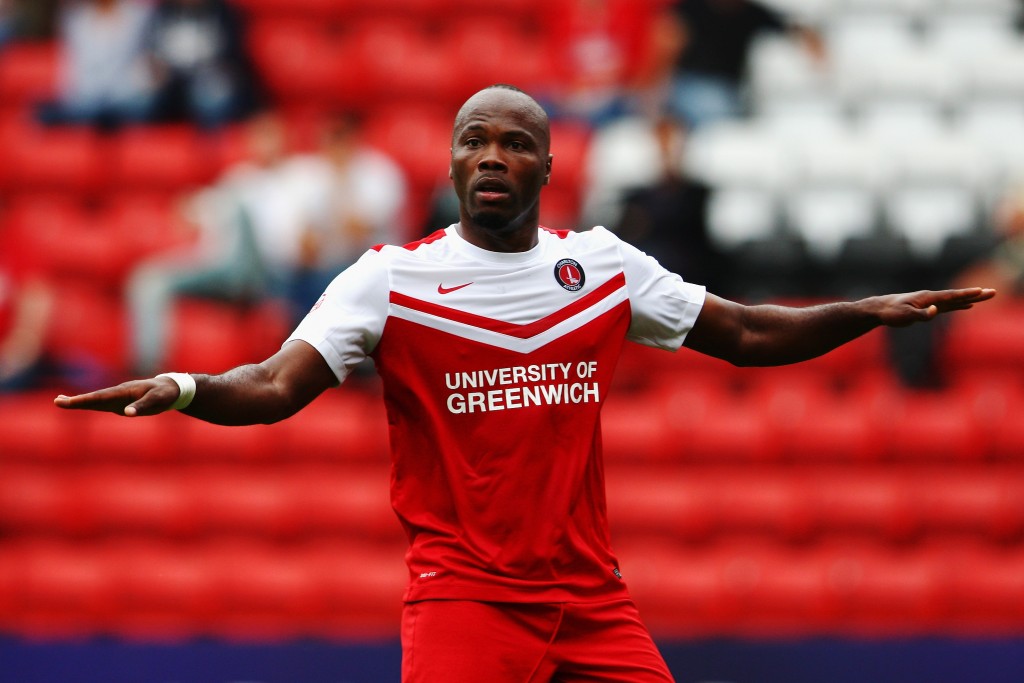 LONDON, ENGLAND - SEPTEMBER 27: Andre Bikey-Amougou of Charlton Athletic reacts during the Sky Bet Championship match between Charlton Athletic and Middlesbrough at The Valley on September 27, 2014 in London, England. (Photo by Ker Robertson/Getty Images)