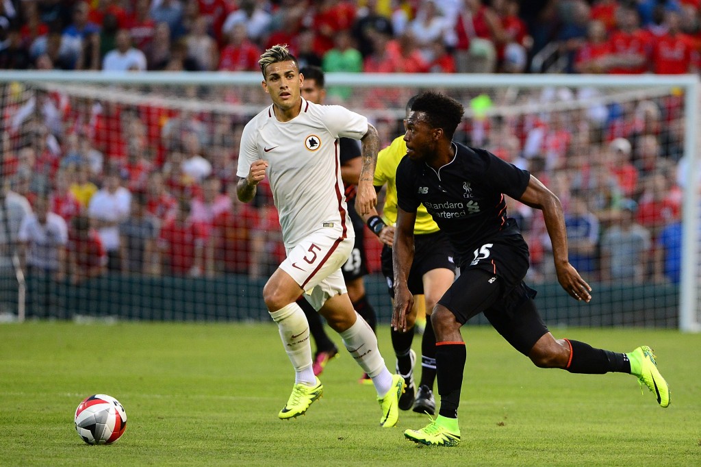ST LOUIS, MO - AUGUST 01: Daniel Sturridge #15 of Liverpool FC handles the ball against AS Roma during a friendly match at Busch Stadium on August 1, 2016 in St Louis, Missouri. AC Roma won 2-1. (Photo by Jeff Curry/Getty Images)