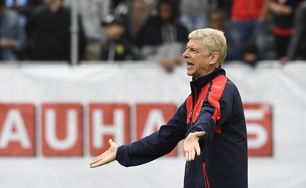 Arsenal's French head coach Arsene Wenger reacts during the friendly football match between Arsenal and Manchester City at the Ullevi stadium in Gothenburg on August 7, 2016. (Photo by Jonathan Nackstrand/AFP/Getty Images)