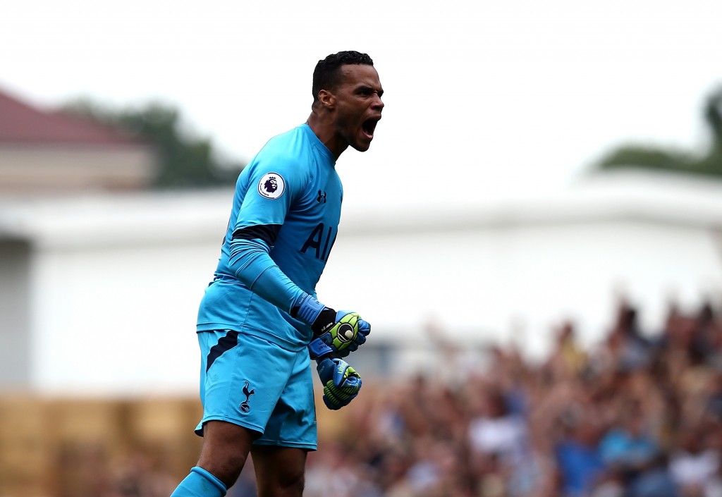 LONDON, ENGLAND - AUGUST 27: Michel Vorm of Tottenham Hotspur celebrates the equaliser during the Premier League match between Tottenham Hotspur and Liverpool at White Hart Lane on August 27, 2016 in London, England. (Photo by Jan Kruger/Getty Images)