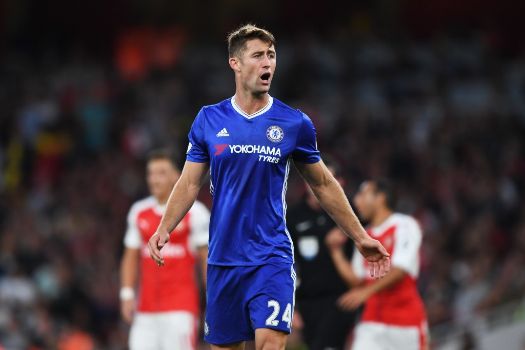 LONDON, ENGLAND - SEPTEMBER 24: Gary Cahill of Chelsea reacts during the Premier League match between Arsenal and Chelsea at the Emirates Stadium on September 24, 2016 in London, England. (Photo by Shaun Botterill/Getty Images)