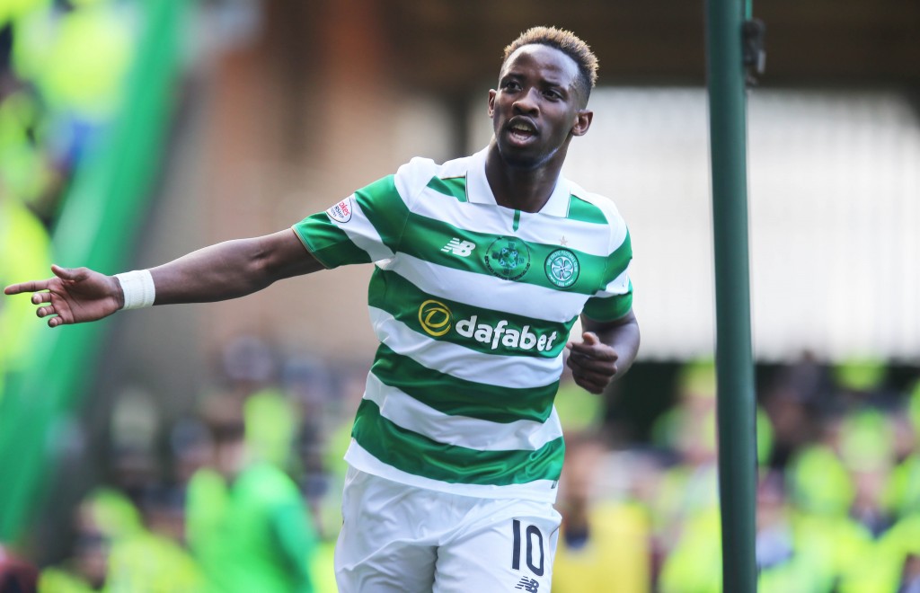 GLASGOW , SCOTLAND - SEPTEMBER 10: Moussa Dembele of Celtic celebrates his 2nd goal during the Ladbrokes Scottish Premiership match between Celtic and Rangers on September 10, 2016 in Glasgow. (Photo by Steve Welsh/Getty Images)