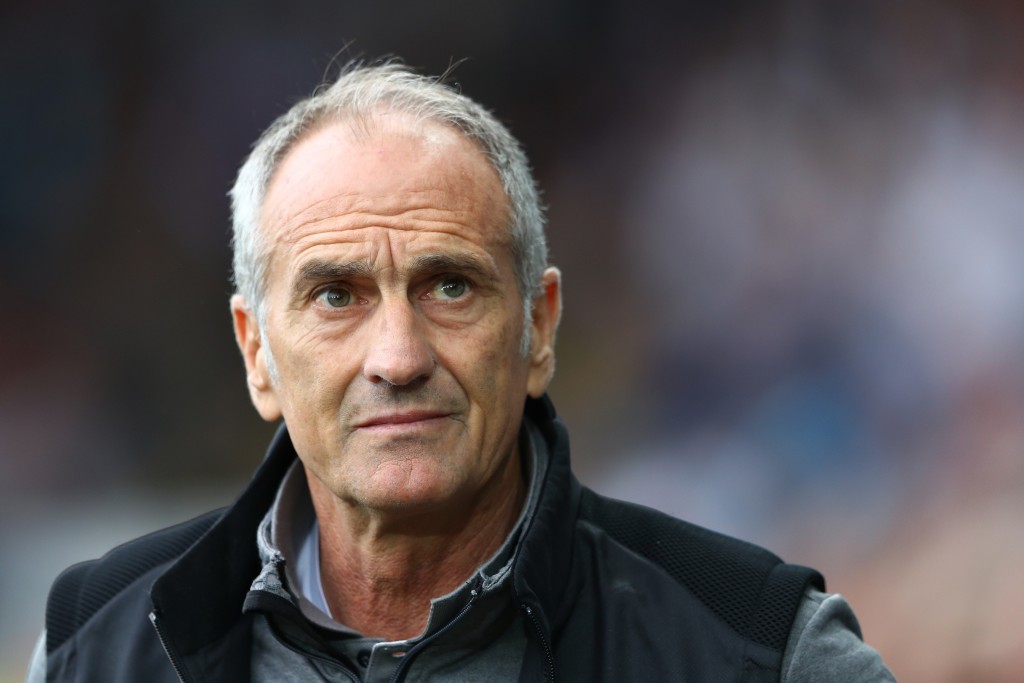 SWANSEA, WALES - SEPTEMBER 24: Francesco Guidolin, Manager of Swansea City looks on during the Premier League match between Swansea City and Manchester City at the Liberty Stadium on September 24, 2016 in Swansea, Wales. (Photo by Michael Steele/Getty Images)