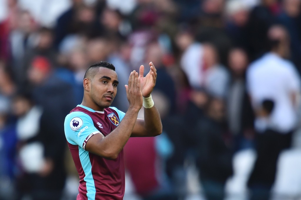 West Ham United's French midfielder Dimitri Payet applauds at the end of the English Premier League football match between West Ham United and Middlesbrough at The London Stadium, in east London on October 1, 2016. (Photo by Glyn Kirk/AFP/Getty Images)