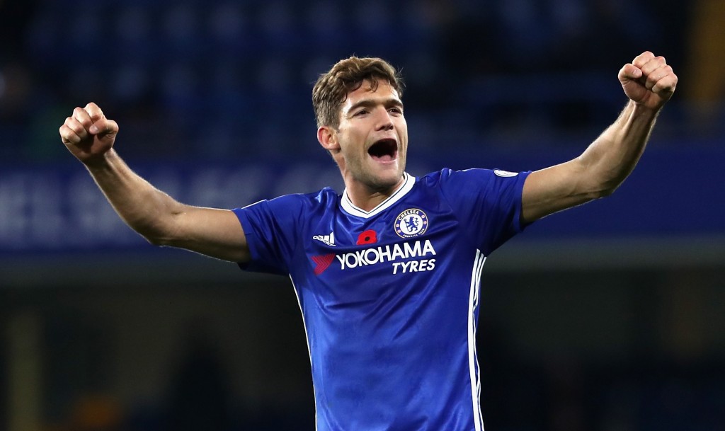LONDON, ENGLAND - NOVEMBER 05: Marcos Alonso of Chelsea celebrates during the Premier League match between Chelsea and Everton at Stamford Bridge on November 5, 2016 in London, England. (Photo by Julian Finney/Getty Images)