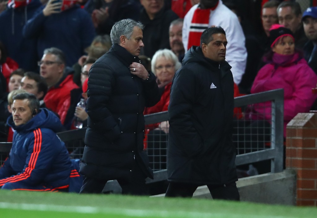 MANCHESTER, ENGLAND - NOVEMBER 27: Jose Mourinho, Manager of Manchester United makes his way to the stands after being sent there by their by the referee during the Premier League match between Manchester United and West Ham United at Old Trafford on November 27, 2016 in Manchester, England. (Photo by Clive Brunskill/Getty Images)