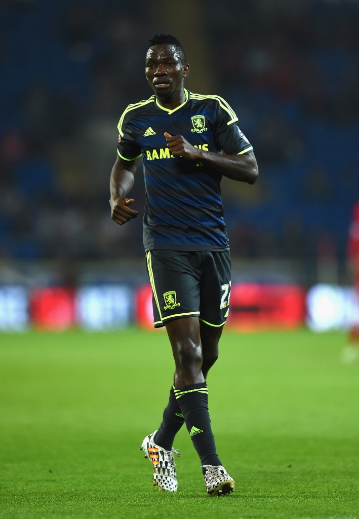CARDIFF, WALES - SEPTEMBER 16: Kenneth Omeruo of Middlesbrough in action during the Sky Bet Championship match between Cardiff City and Middlesbrough at Cardiff City Stadium on September 16, 2014 in Cardiff, Wales. (Photo by Stu Forster/Getty Images)