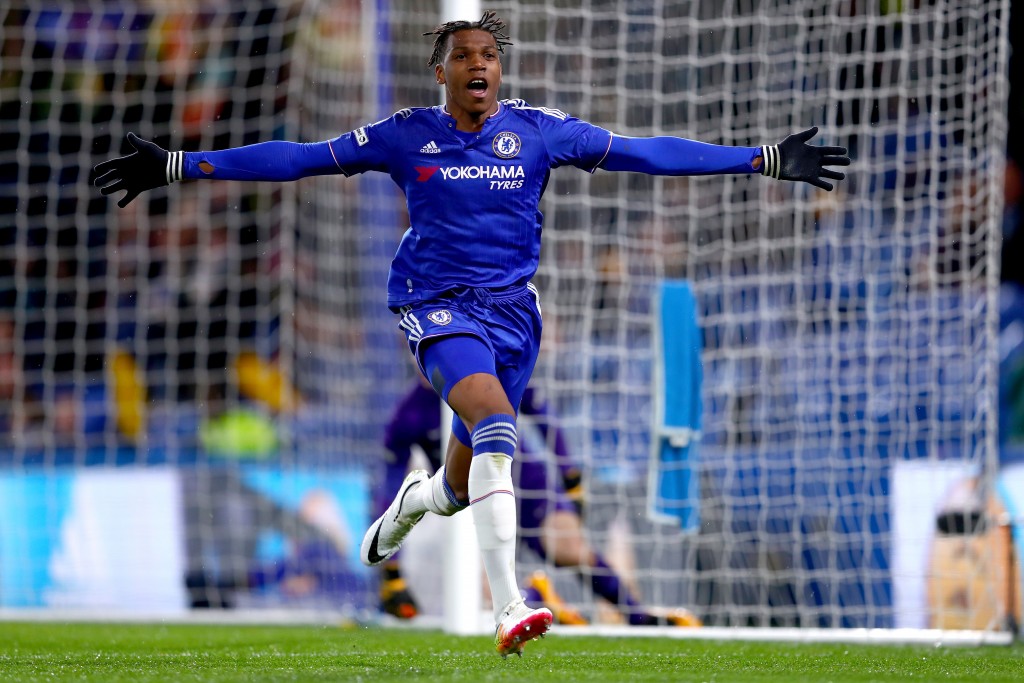 LONDON, ENGLAND - APRIL 27: Dujon Sterling of Chelsea celebrates his goal during the FA Youth Cup Final - Second Leg between Chelsea and Manchester City at Stamford Bridge on April 27, 2016 in London, England. (Photo by Clive Rose/Getty Images)