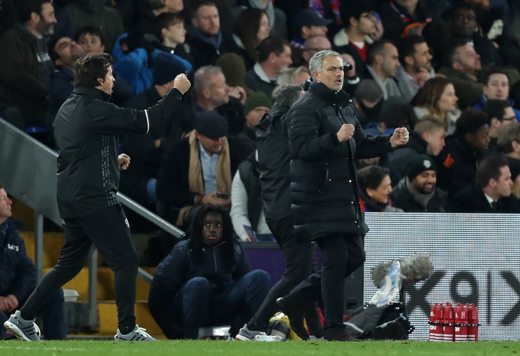 LONDON, ENGLAND - DECEMBER 14: Jose Mourinho, Manager of Manchester United reacts to Manchester United second goal during the Premier League match between Crystal Palace and Manchester United at Selhurst Park on December 14, 2016 in London, England. (Photo by Christopher Lee/Getty Images)