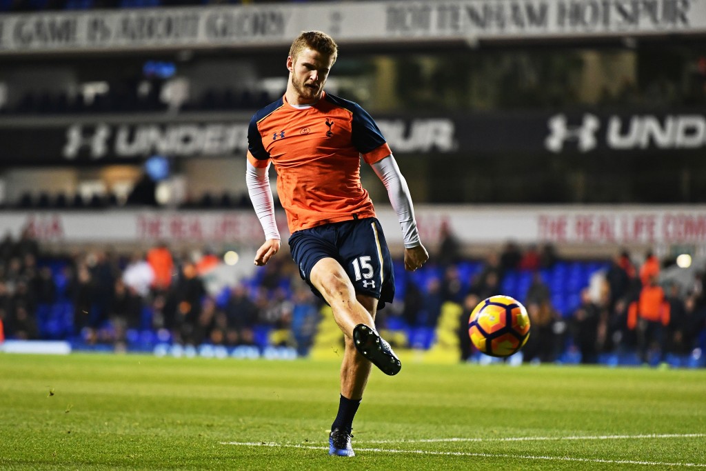 LONDON, ENGLAND - DECEMBER 14: Eric Dier of Tottenham Hotspur shoots during the warm up prior to kick off during the Premier League match between Tottenham Hotspur and Hull City at White Hart Lane on December 14, 2016 in London, England. (Photo by Dan Mullan/Getty Images)