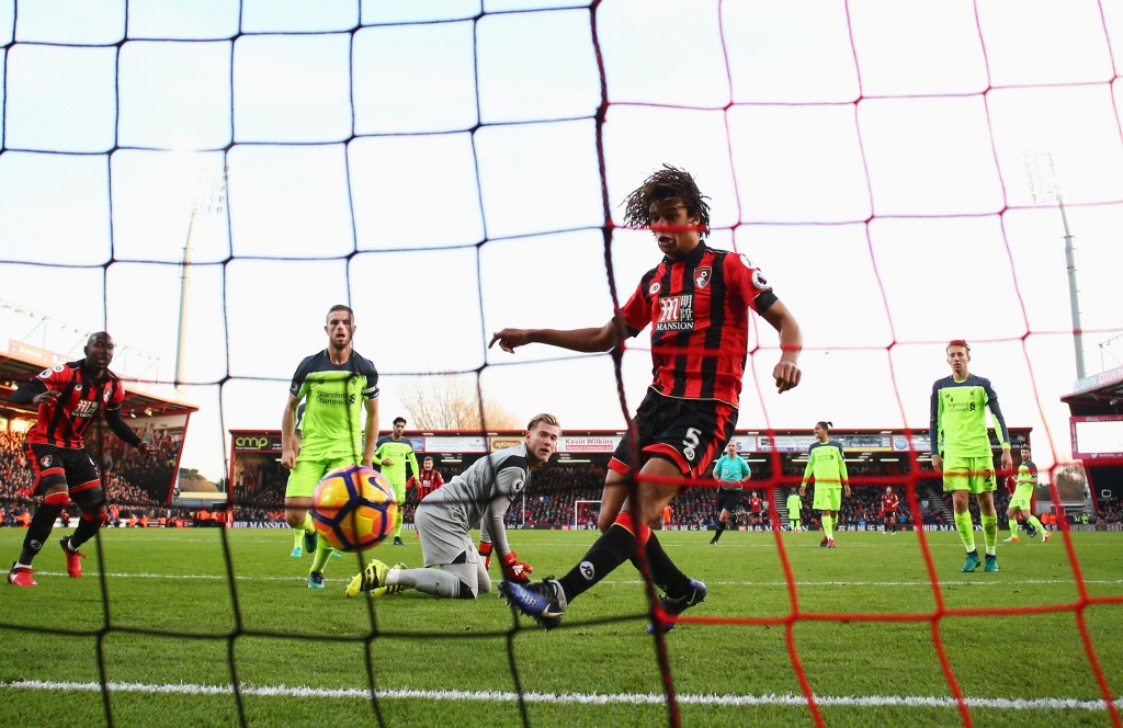 BOURNEMOUTH, ENGLAND - DECEMBER 04:  Nathan Ake of AFC Bournemouth (5) scores their fourth goal during the Premier League match between AFC Bournemouth and Liverpool at Vitality Stadium on December 4, 2016 in Bournemouth, England.  (Photo by Michael Steele/Getty Images)