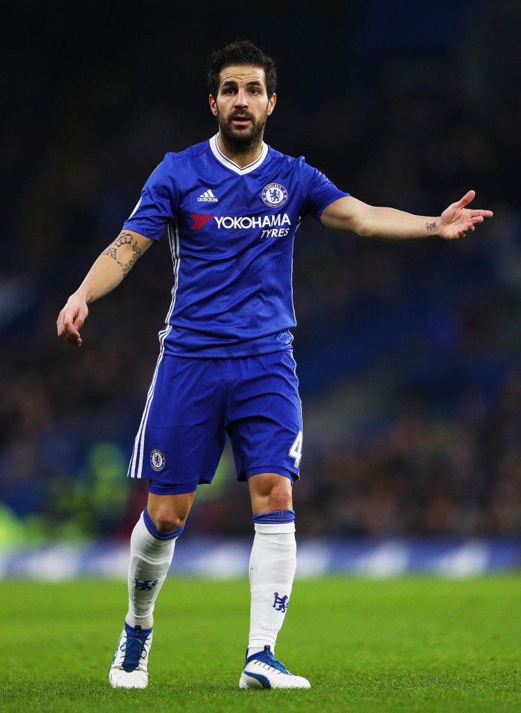 LONDON, ENGLAND - DECEMBER 31: Cesc Fabregas of Chelsea gestures during the Premier League match between Chelsea and Stoke City at Stamford Bridge on December 31, 2016 in London, England. (Photo by Ian Walton/Getty Images)