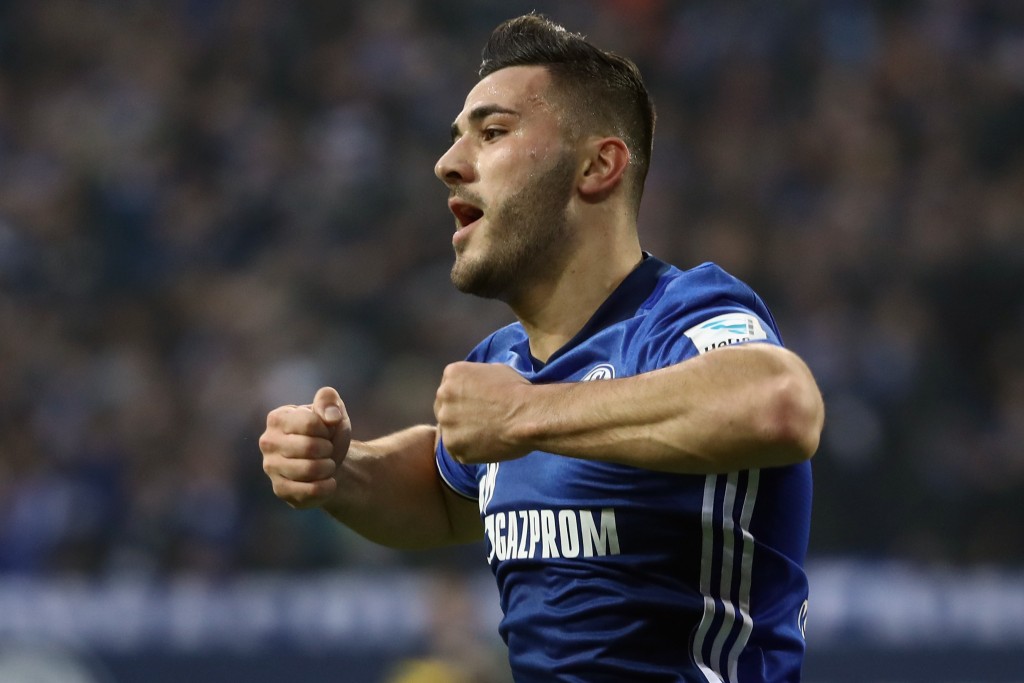 GELSENKIRCHEN, GERMANY - NOVEMBER 27: Sead Kolasinac of Schalke celebrates his team's first goal during the Bundesliga match between FC Schalke 04 and SV Darmstadt 98 at Veltins-Arena on November 27, 2016 in Gelsenkirchen, Germany. (Photo by Alex Grimm/Bongarts/Getty Images)