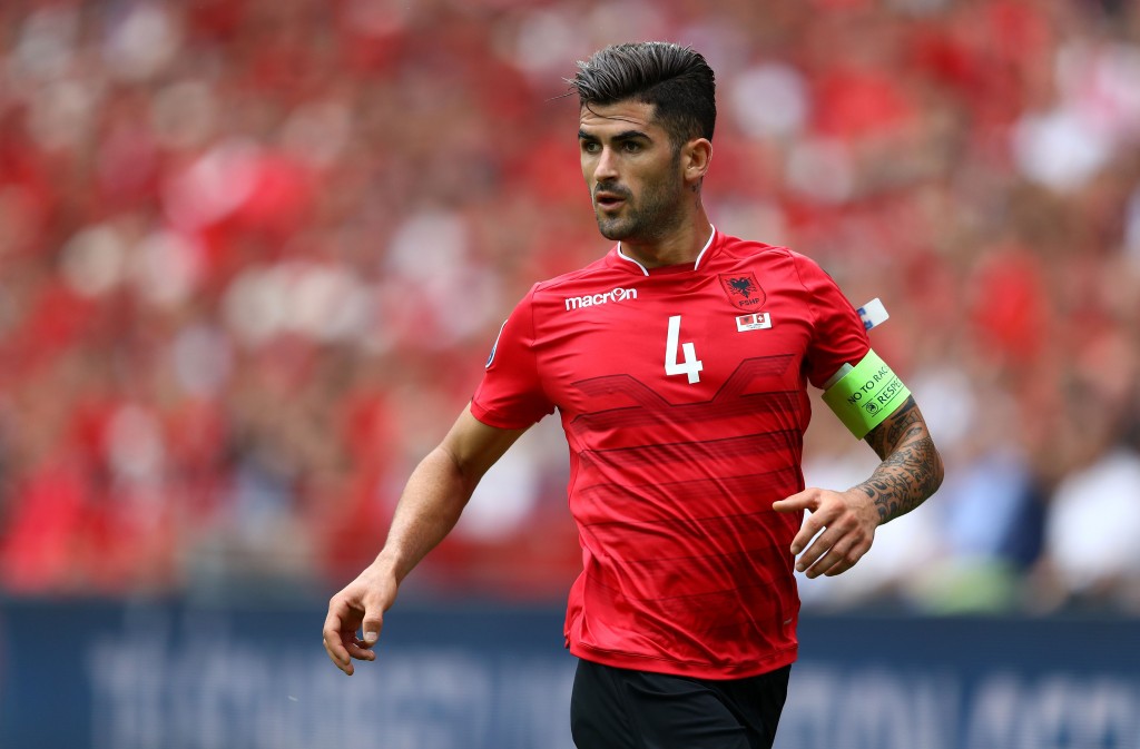 LENS, FRANCE - JUNE 11: Elseid Hysaj of Albania in action during the UEFA EURO 2016 Group A match between Albania and Switzerland at Stade Bollaert-Delelis on June 11, 2016 in Lens, France. (Photo by Clive Mason/Getty Images)