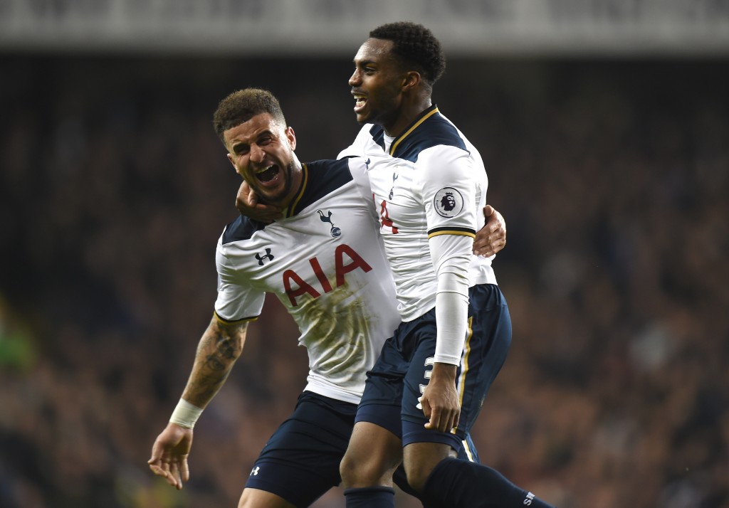 LONDON, ENGLAND - DECEMBER 18: Danny Rose of Tottenham Hotspur celebrates scoring their second goal with Kyle Walker of Tottenham Hotspur during the Barclays Premier League match between Tottenham Hotspur and Burnley at White Hart Lane on December 18, 2016 in London, England. (Photo by Tony Marshall/Getty Images)