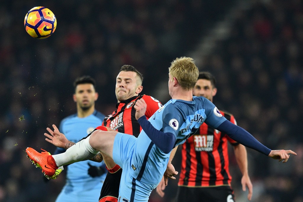 Pep Guardiola had a closer look at Wilshere during Manchester City's match against Bournemouth this week. (Photo courtesy - Glyn Kirk/AFP/Getty Images)