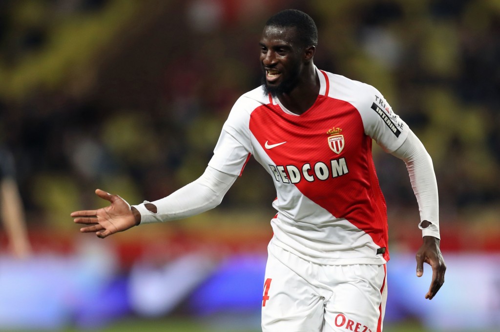 Monaco's French midfielder Tiemoue Bakayoko celebrates after scoring a goal during the French L1 football match between Monaco (ASM) and Caen (SMC) on December 21, 2016 at the Louis II Stadium in Monaco. / AFP / VALERY HACHE (Photo credit should read VALERY HACHE/AFP/Getty Images)