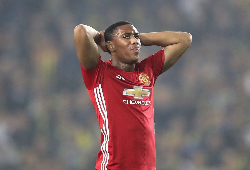 ISTANBUL, TURKEY - NOVEMBER 03: Anthony Martial of Manchester United reacts during the UEFA Europa League Group A match between Fenerbahce SK and Manchester United FC at Sukru Saracoglu Stadium on November 3, 2016 in Istanbul, Turkey. (Photo by Chris McGrath/Getty Images)