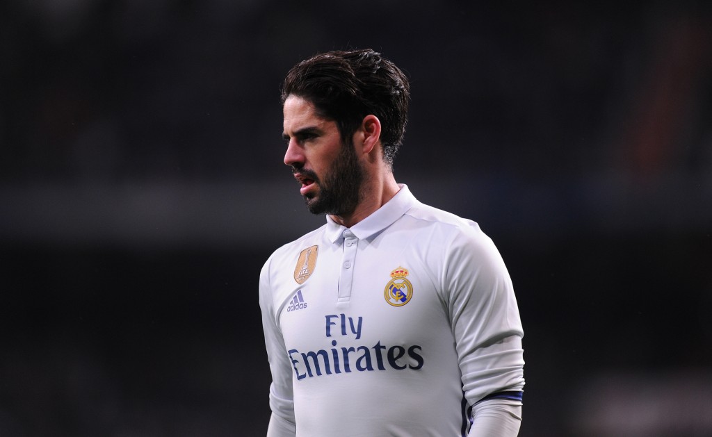 MADRID, SPAIN JANUARY 29: Isco Alarcon of Real Madrid looks on during the La Liga match between Real Madrid CF and Real Sociedad de Futbol at the Bernabeu on January 29, 2017 in Madrid, Spain. (Photo by Denis Doyle/Getty Images)