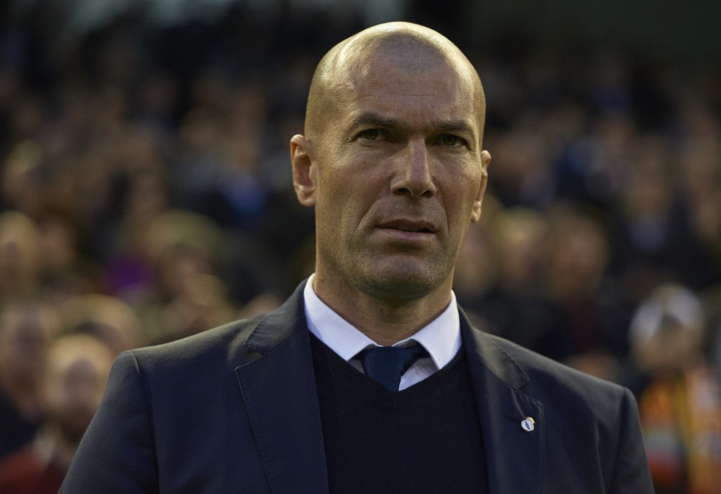 VALENCIA, SPAIN - FEBRUARY 22: Real Madrid manager Zinedine Zidane looks on prior to the La Liga match between Valencia CF and Real Madrid at Mestalla Stadium on February 22, 2017 in Valencia, Spain. (Photo by Manuel Queimadelos Alonso/Getty Images)