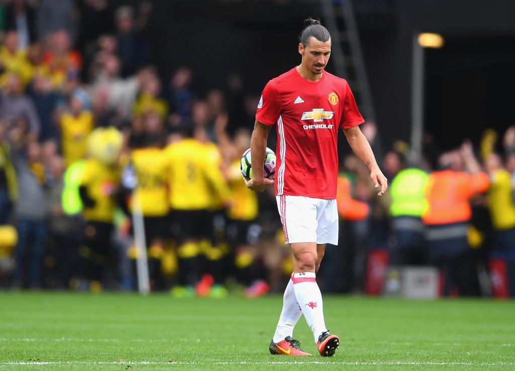 Zlatan Ibrahimovic will look to make the embarrassing memories of the 3-1 loss at Watford a distant memory when The Hornets come visiting to Old Trafford. (Photo courtesy - Laurence Griffiths/Getty Images)