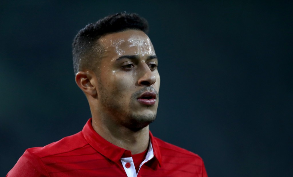MOENCHENGLADBACH, GERMANY - MARCH 19: Thiago of Bayern Muenchen is seen during the Bundesliga match between Borussia Moenchengladbach and Bayern Muenchen at Borussia-Park on March 19, 2017 in Moenchengladbach, Germany. (Photo by Lars Baron/Bongarts/Getty Images)