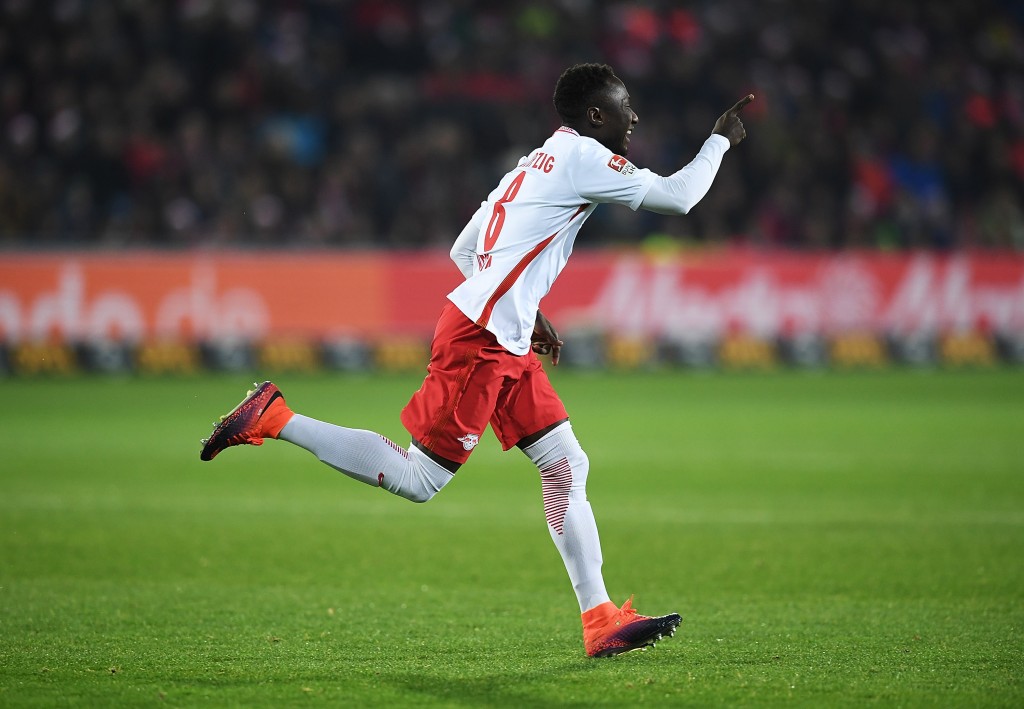 FREIBURG IM BREISGAU, GERMANY - NOVEMBER 25: Naby Deco Keita of RB Leipzig celebrates after scoring the first goal during the Bundesliga match between SC Freiburg and RB Leipzig at Schwarzwald-Stadion on November 25, 2016 in Freiburg im Breisgau, Germany. (Photo by Matthias Hangst/Bongarts/Getty Images)