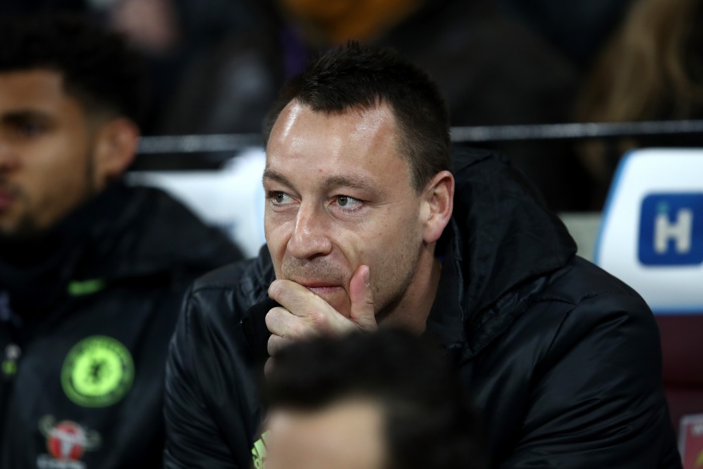 STRATFORD, ENGLAND - MARCH 06: John Terry of Chelsea looks on during the Premier League match between West Ham United and Chelsea at London Stadium on March 6, 2017 in Stratford, England. (Photo by Julian Finney/Getty Images)