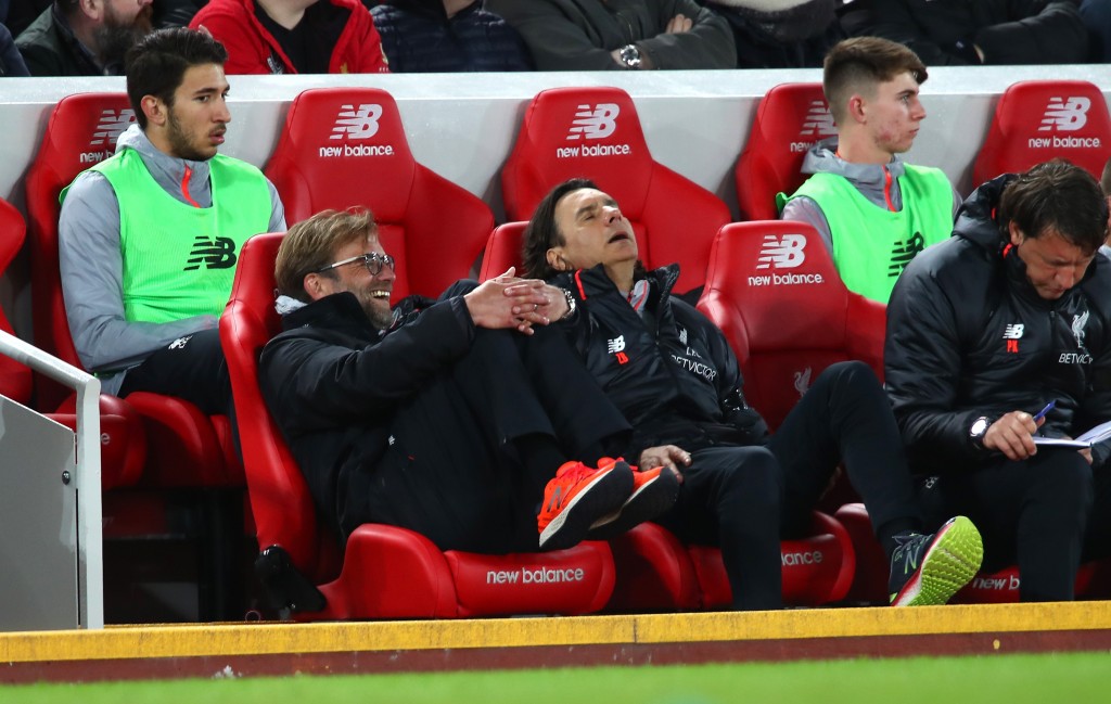 LIVERPOOL, ENGLAND - APRIL 05: Jurgen Klopp, Manager of Liverpool reacts during the Premier League match between Liverpool and AFC Bournemouth at Anfield on April 5, 2017 in Liverpool, England. (Photo by Clive Brunskill/Getty Images)