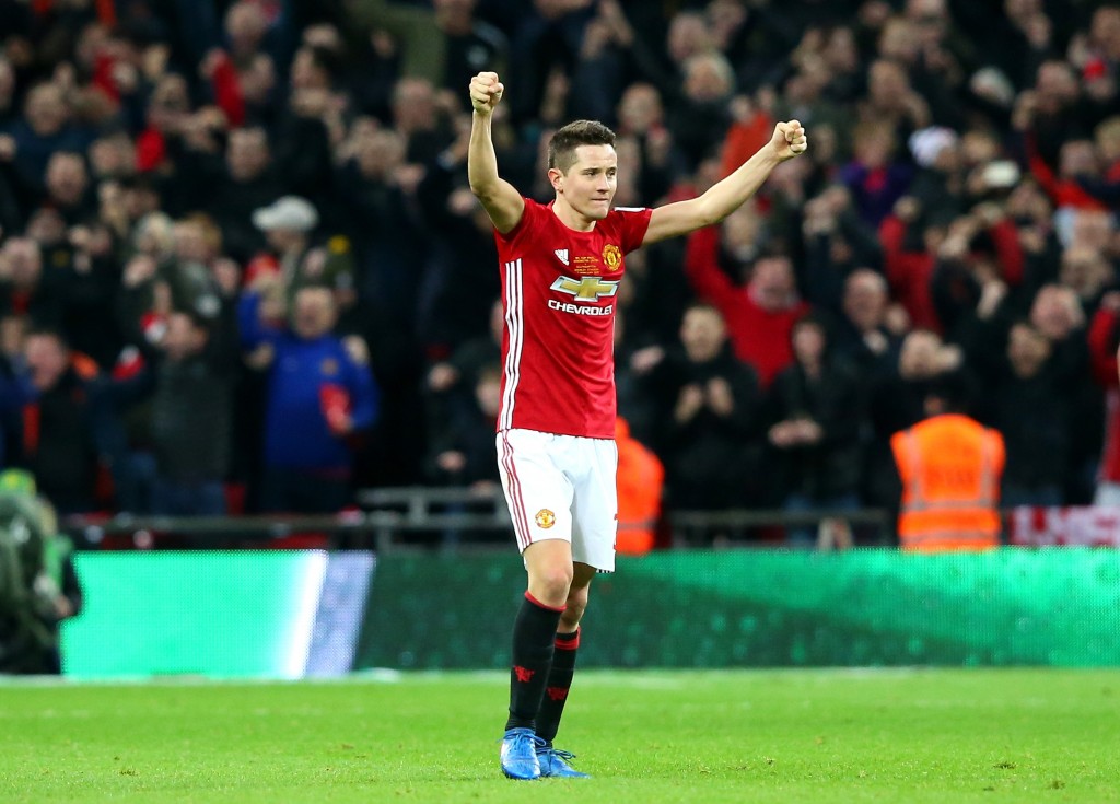 LONDON, ENGLAND - FEBRUARY 26: Ander Herrera of Manchester United celebrates victory after the EFL Cup Final match between Manchester United and Southampton at Wembley Stadium on February 26, 2017 in London, England. Manchester United beat Southampton 3-2. (Photo by Alex Livesey/Getty Images)