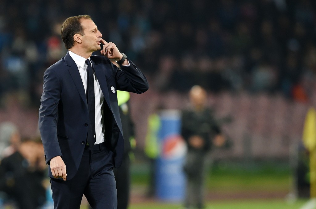 NAPLES, ITALY - APRIL 05: Coach of Juventus FC Massimiliano Allegri gestures during the TIM Cup match between SSC Napoli and Juventus FC at Stadio San Paolo on April 5, 2017 in Naples, Italy. (Photo by Francesco Pecoraro/Getty Images)