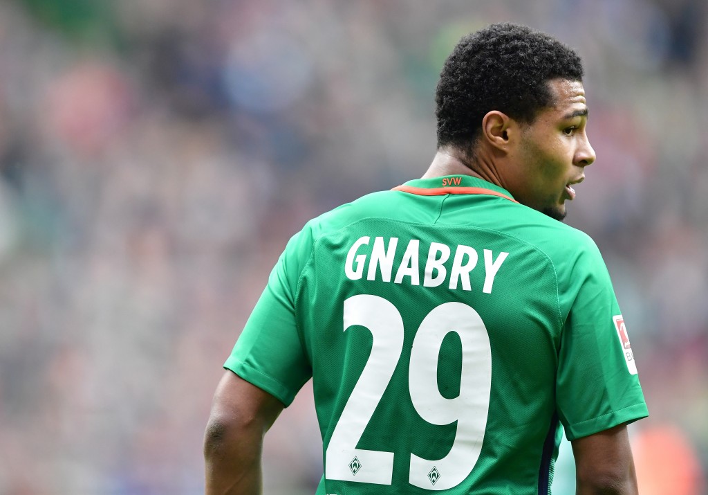 BREMEN, GERMANY - MARCH 04: Serge Gnabry of Bremen looks on during the Bundesliga match between Werder Bremen and SV Darmstadt 98 at Weserstadion on March 4, 2017 in Bremen, Germany. (Photo by Stuart Franklin/Bongarts/Getty Images)