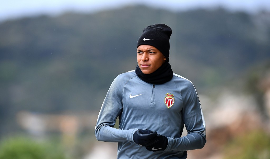 Monaco's French forward Kylian Mbappe arrives for a training session on May 2, 2017 in La Turbie, near Monaco, on the eve of their UEFA Champions League semi-final first leg football match against Juventus. / AFP PHOTO / FRANCK FIFE (Photo credit should read FRANCK FIFE/AFP/Getty Images)
