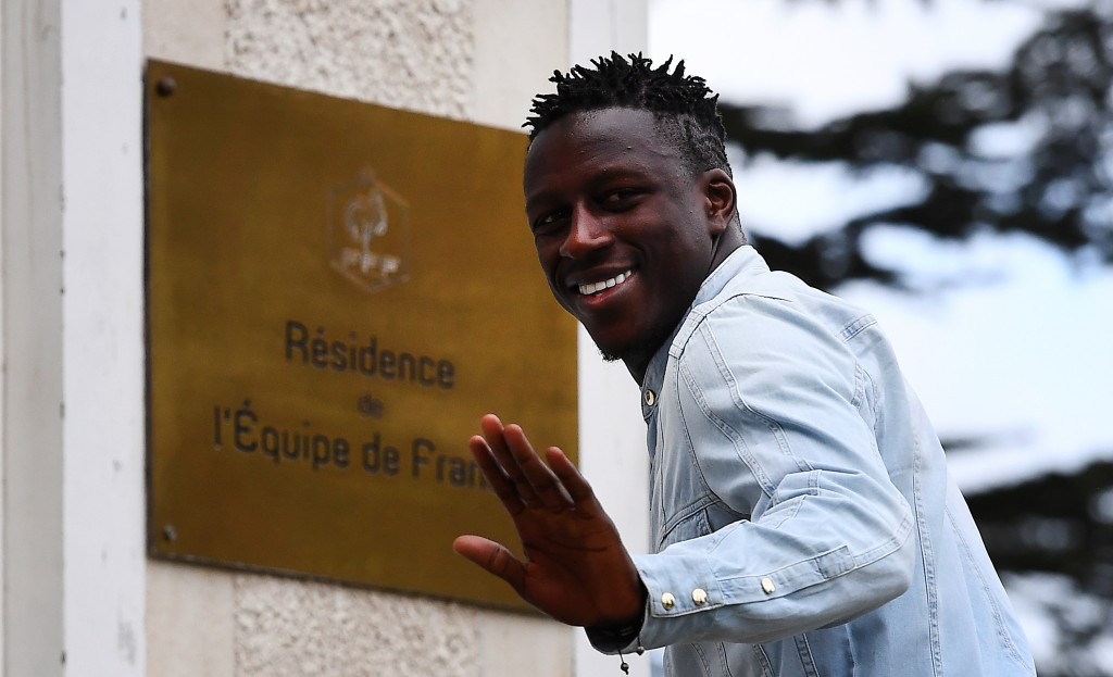 France's defender Benjamin Mendy arrives at the French national football team training base in Clairefontaine near Paris, on March 20, 2017, as part of the team's preparation for the upcoming World Cup 2018 qualifiers. / AFP PHOTO / FRANCK FIFE (Photo credit should read FRANCK FIFE/AFP/Getty Images)