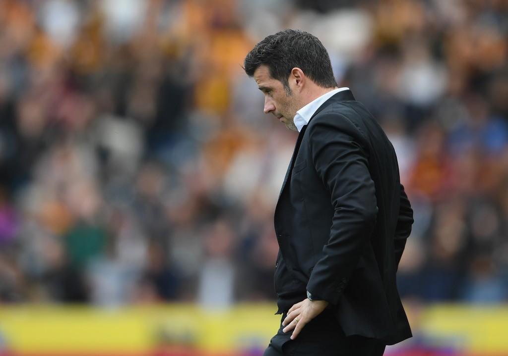 HULL, ENGLAND - MAY 21: Marco Silva, Manager of Hull City looks dejected during the Premier League match between Hull City and Tottenham Hotspur at the KC Stadium on May 21, 2017 in Hull, England. (Photo by Laurence Griffiths/Getty Images)